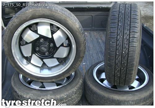 An example of tyre stretch: 175/50 R15 on 7.0J – HANKOOK
