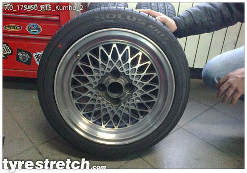 An example of tyre stretch: 175/50 R15 on 7.0J – KUMHO