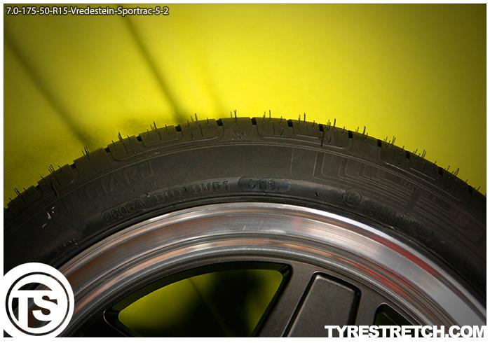 An example of tyre stretch: 175/50 R15 on 7.0J – VREDESTEIN