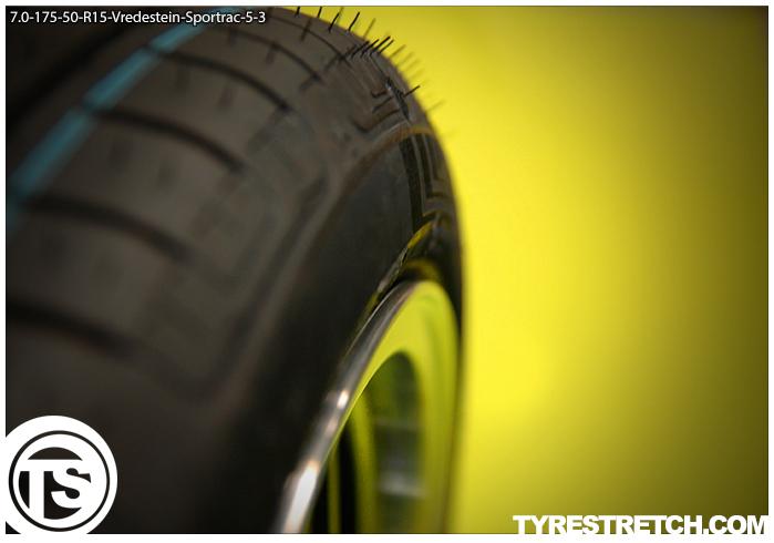 An example of tyre stretch: 175/50 R15 on 7.0J – VREDESTEIN