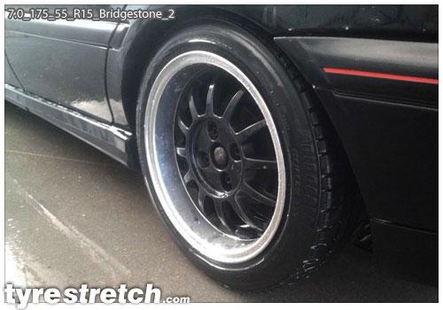 An example of tyre stretch: 175/55 R15 on 7.0J – BRIDGESTONE