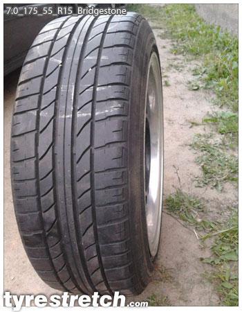 An example of tyre stretch: 175/55 R15 on 7.0J – BRIDGESTONE