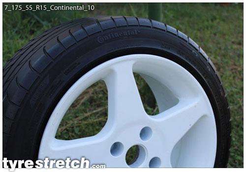 An example of tyre stretch: 175/55 R15 on 7.0J – CONTINENTAL