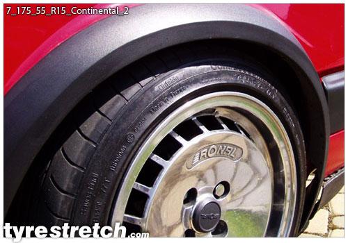 An example of tyre stretch: 175/55 R15 on 7.0J – CONTINENTAL
