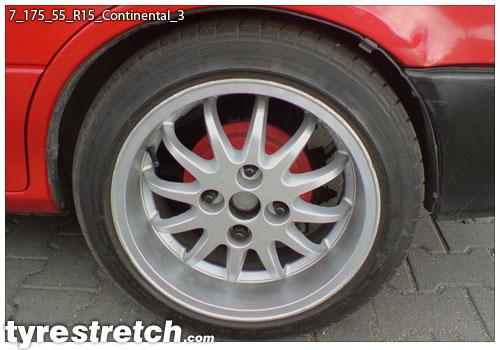 An example of tyre stretch: 175/55 R15 on 7.0J – CONTINENTAL