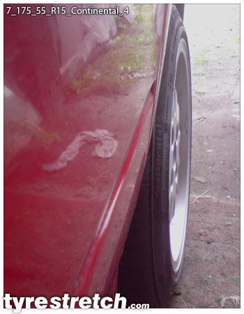 An example of tyre stretch: 175/55 R15 on 7.0J – CONTINENTAL