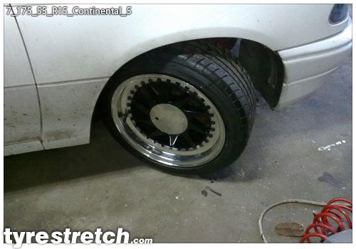 An example of tyre stretch: 175/55 R15 on 7.0J – CONTINENTAL