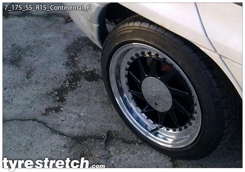 An example of tyre stretch: 175/55 R15 on 7.0J – CONTINENTAL