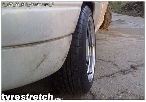 An example of tyre stretch: 175/55 R15 on 7.0J – CONTINENTAL
