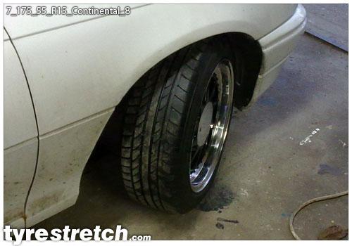 An example of tyre stretch: 175/55 R15 on 7.0J – CONTINENTAL