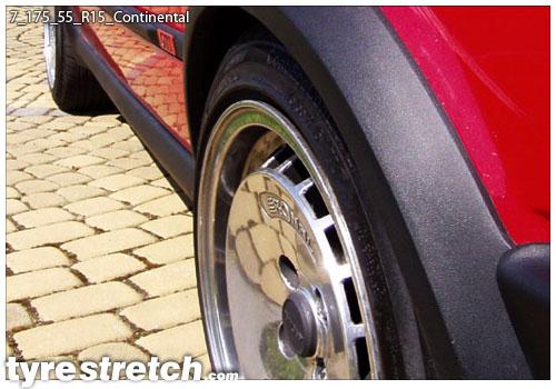 An example of tyre stretch: 175/55 R15 on 7.0J – CONTINENTAL