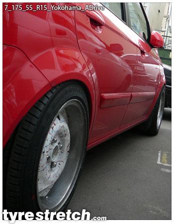 An example of tyre stretch: 175/55 R15 on 7.0J – YOKOHAMA