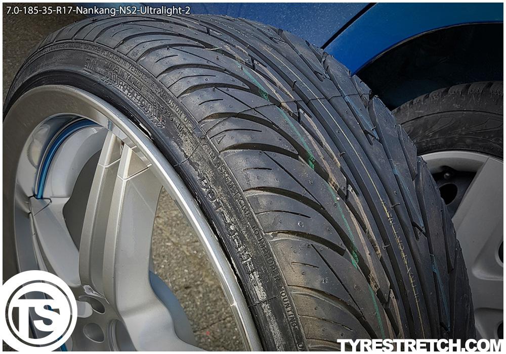 An example of tyre stretch: 185/35 R17 on 7.0J – NANKANG (ULTRALITE)