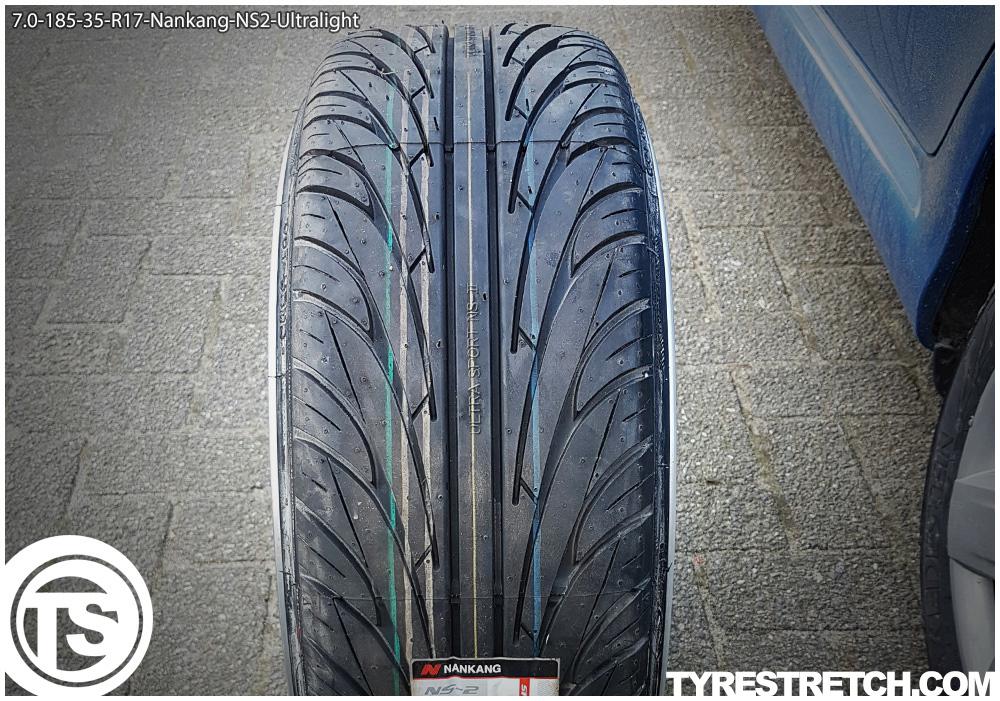 An example of tyre stretch: 185/35 R17 on 7.0J – NANKANG (ULTRALITE)