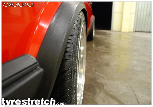 An example of tyre stretch: 185/45 R15 on 7.0J