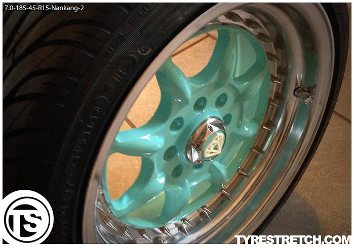 An example of tyre stretch: 185/45 R15 on 7.0J – NANKANG