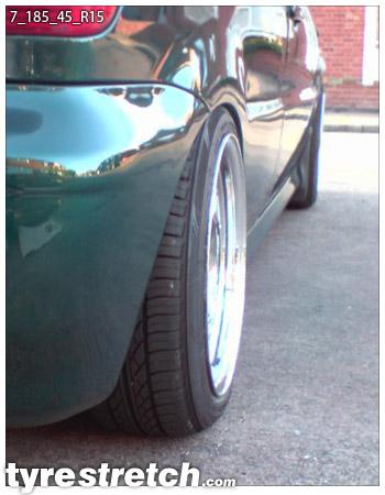 An example of tyre stretch: 185/45 R15 on 7.0J