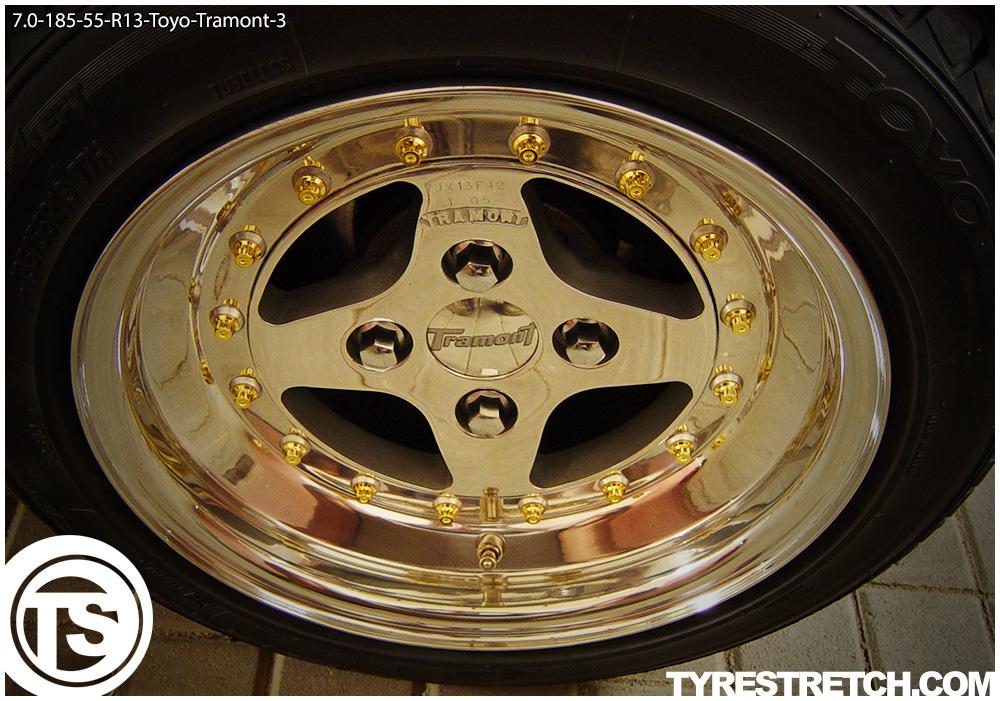 An example of tyre stretch: 185/55 R13 on 7.0J – TOYO (TRAMONT)