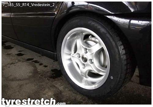 An example of tyre stretch: 185/55 R14 on 7.0J – VREDESTEIN