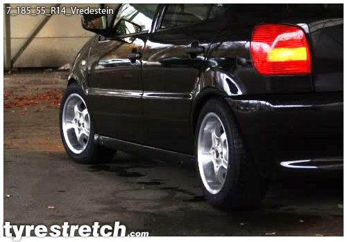 An example of tyre stretch: 185/55 R14 on 7.0J – VREDESTEIN