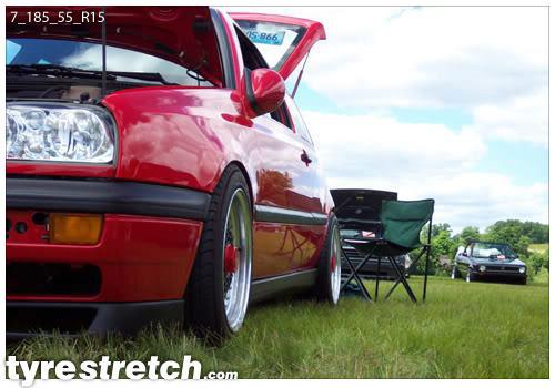 An example of tyre stretch: 185/55 R15 on 7.0J