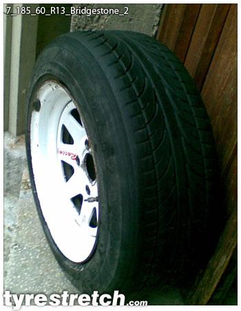 An example of tyre stretch: 185/60 R13 on 7.0J – BRIDGESTONE