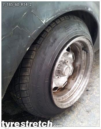 An example of tyre stretch: 185/60 R14 on 7.0J