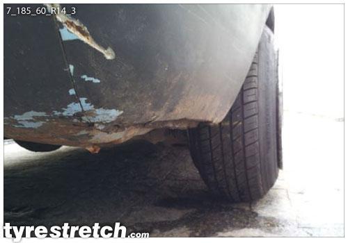 An example of tyre stretch: 185/60 R14 on 7.0J