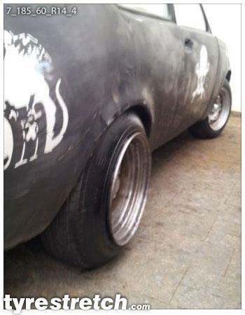 An example of tyre stretch: 185/60 R14 on 7.0J