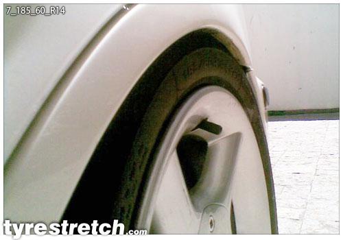 An example of tyre stretch: 185/60 R14 on 7.0J
