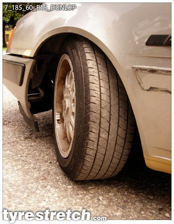 An example of tyre stretch: 185/60 R15 on 7.0J – DUNLOP