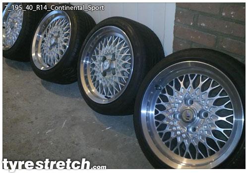 An example of tyre stretch: 195/40 R14 on 7.0J – CONTINENTAL