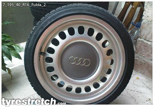 An example of tyre stretch: 195/40 R16 on 7.0J – FULDA