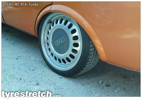An example of tyre stretch: 195/40 R16 on 7.0J – FULDA