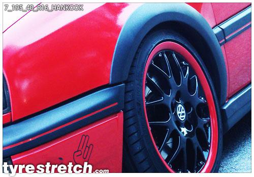 An example of tyre stretch: 195/40 R16 on 7.0J – HANKOOK