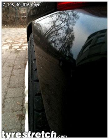 An example of tyre stretch: 195/40 R16 on 7.0J – TOYO