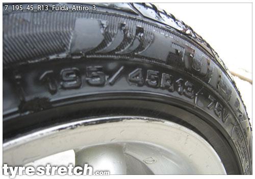 An example of tyre stretch: 195/45 R13 on 7.0J – FULDA