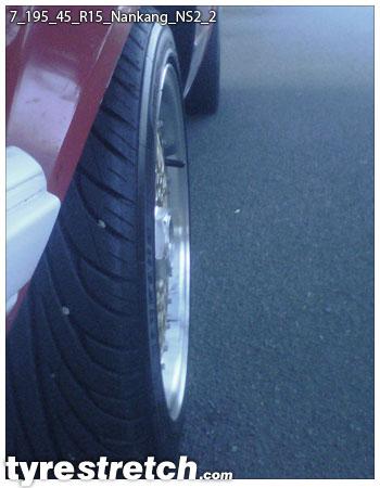An example of tyre stretch: 195/45 R15 on 7.0J – NANKANG