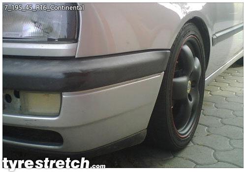 An example of tyre stretch: 195/45 R16 on 7.0J – CONTINENTAL