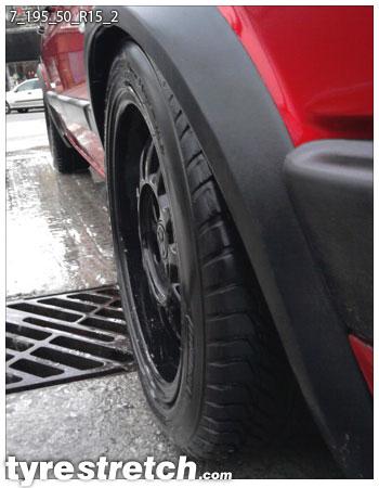 An example of tyre stretch: 195/50 R15 on 7.0J