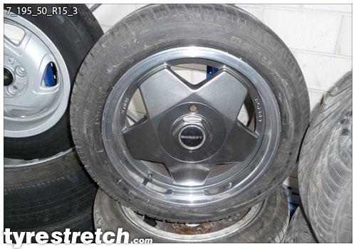 An example of tyre stretch: 195/50 R15 on 7.0J