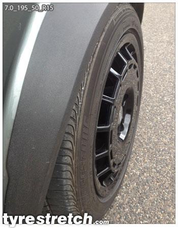 An example of tyre stretch: 195/50 R15 on 7.0J