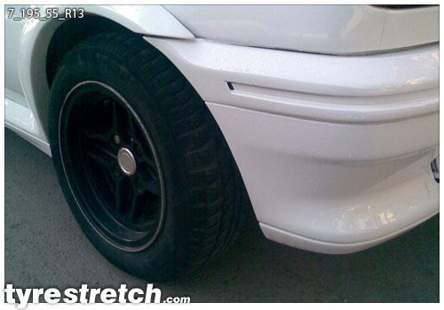 An example of tyre stretch: 195/55 R13 on 7.0J