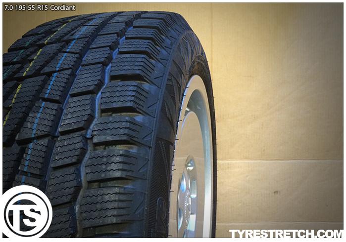 An example of tyre stretch: 195/55 R15 on 7.0J – CORDIANT