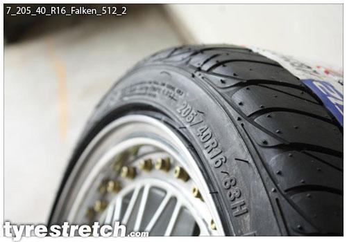 An example of tyre stretch: 205/40 R16 on 7.0J – FALKEN