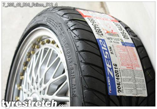 An example of tyre stretch: 205/40 R16 on 7.0J – FALKEN