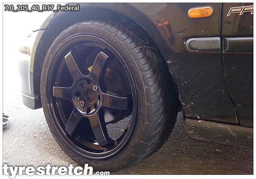 An example of tyre stretch: 205/40 R17 on 7.0J – FEDERAL