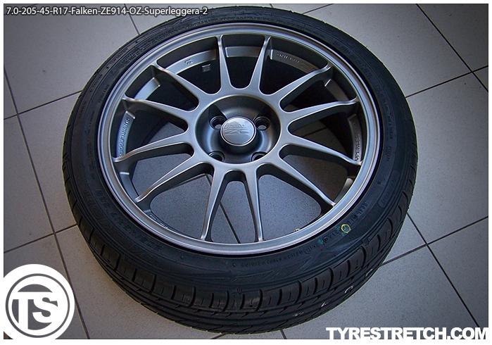 An example of tyre stretch: 205/45 R17 on 7.0J – FALKEN (OZ)