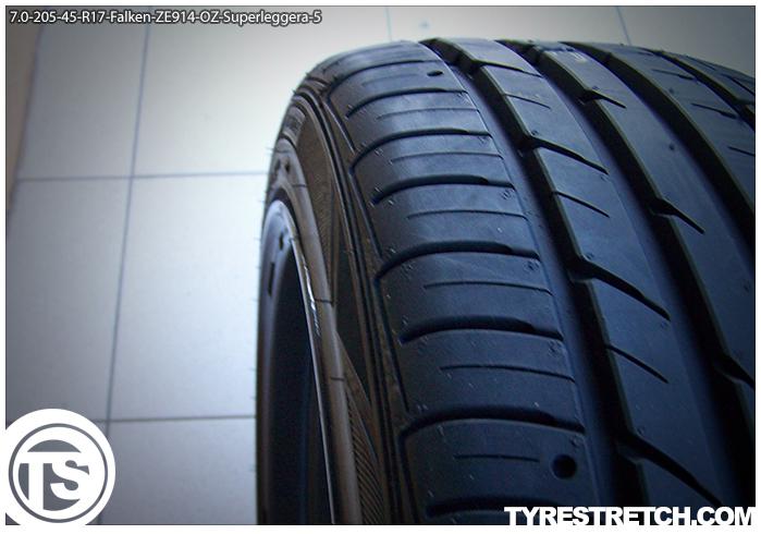 An example of tyre stretch: 205/45 R17 on 7.0J – FALKEN (OZ)