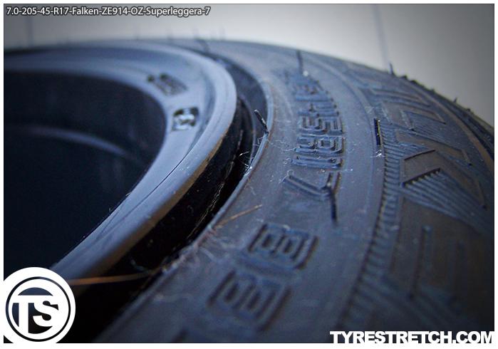 An example of tyre stretch: 205/45 R17 on 7.0J – FALKEN (OZ)